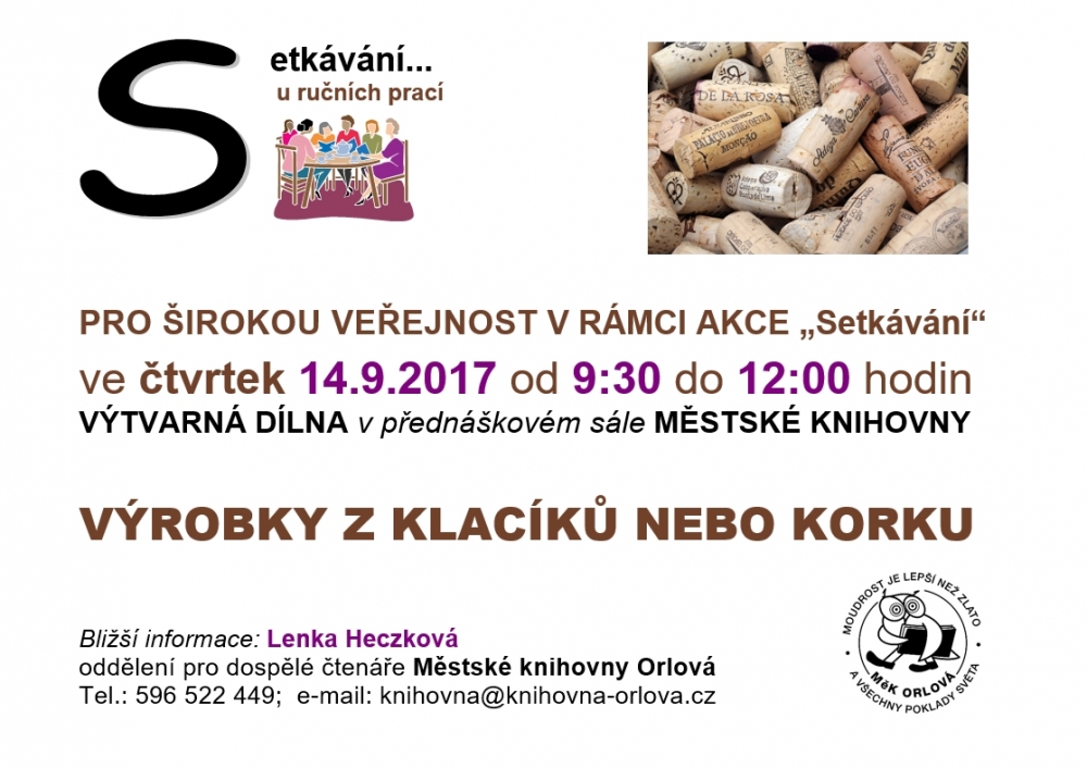 Setkávání u ručních prací - Výrobky z klacíků a korku