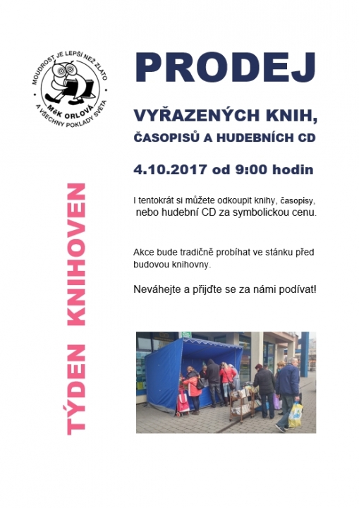 Prodej vyřazených a opotřebovaných knih, časposů a hudebních CD