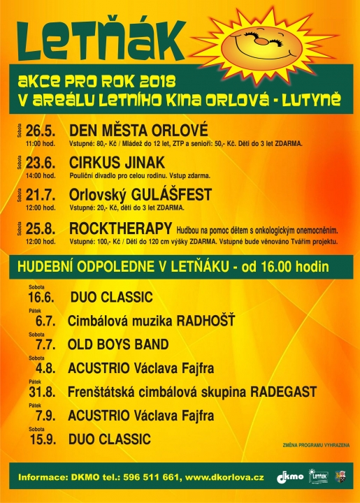Letňák – Akce pro rok 2018
