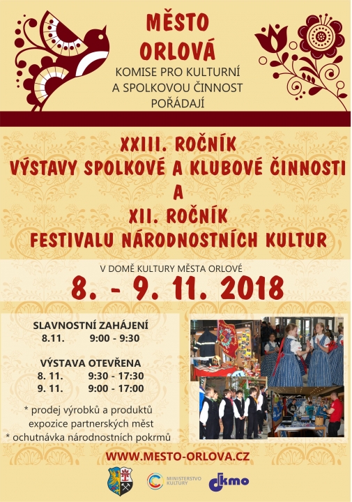 XXIII. ročník Výstavy spolkové a klubové činnosti - 8. – 9. 11. 2018 a XII. Ročník Festivalu národnostních kultur – 8. 11. 2018