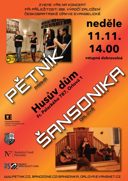 Koncert při příležitosti 100. výročí založení Českobratrské církve evangelické