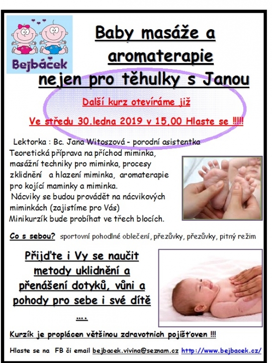 Baby masáže a aromaterapie nejen pro těhulky s Janou