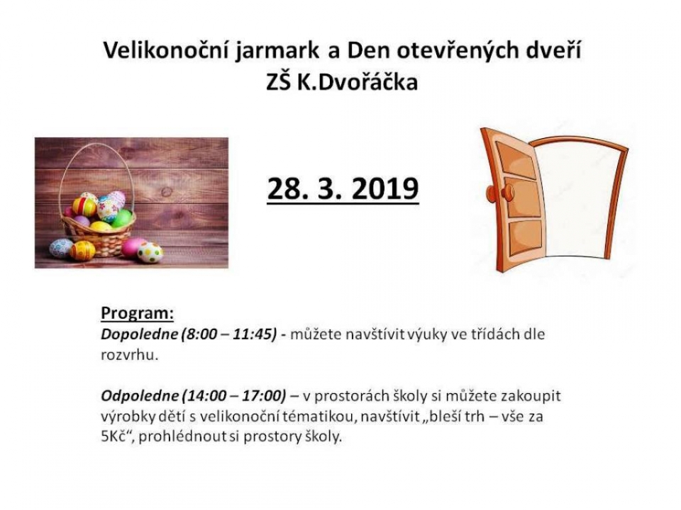 Velikonoční jarmark a Den otevřených dveří ZŠ K. Dvořáčka