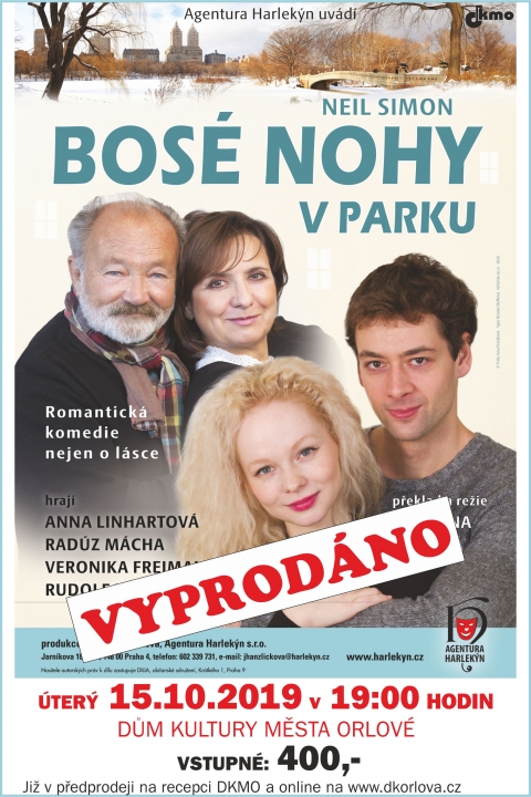Divadelní představení – BOSÉ NOHY V PARKU – úterý 15. 10. 2019