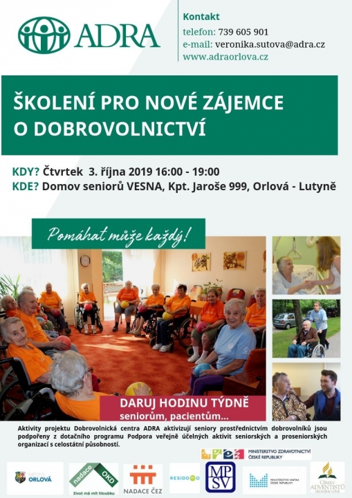 Školení pro nové zájemce o dobrovolnictví