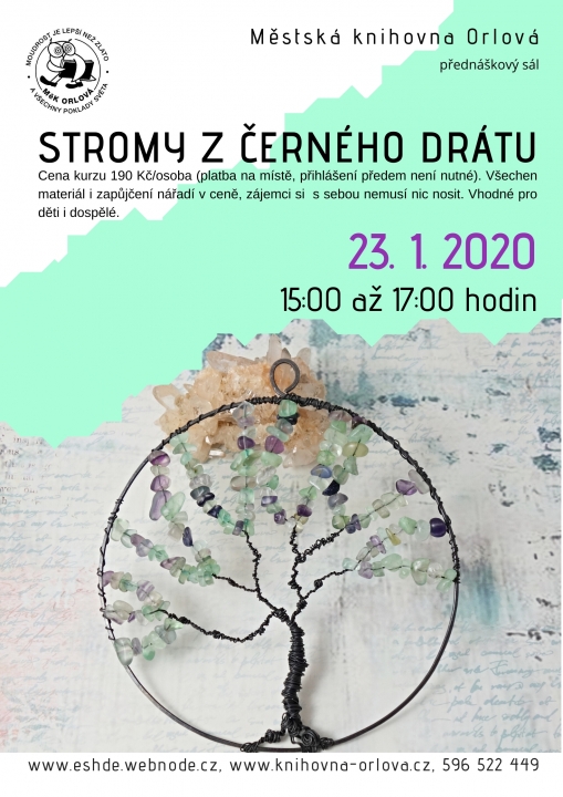 Strom z černého drátu a kamenů