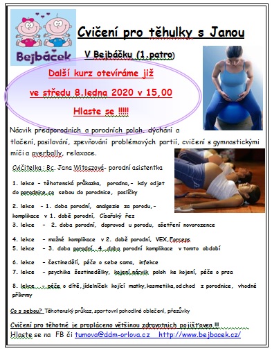 Cvičení pro těhulky s Janou v Bejbáčku