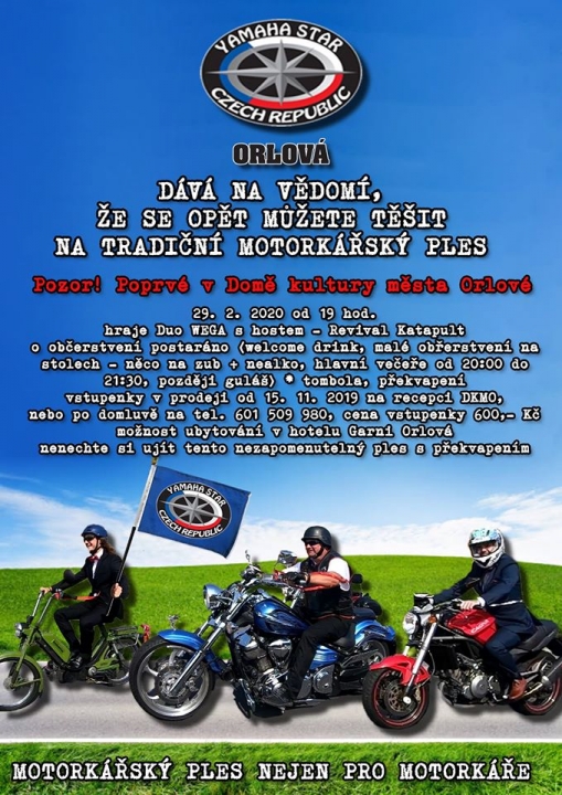 Tradiční motorkářský ples – sobota 29. 2. 2020