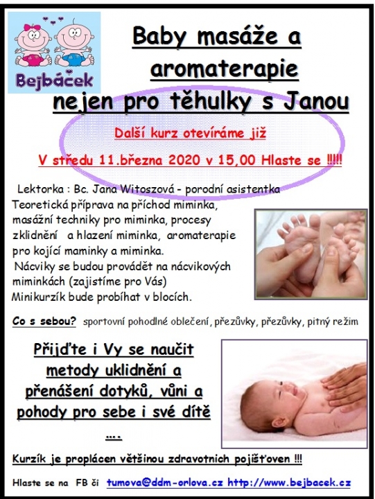 Baby masáže a aromaterapie nejen pro těhulky s Janou