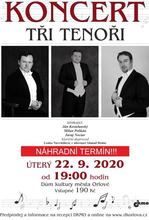 TŘI TENOŘI – čtvrtek 22. 9. 2020