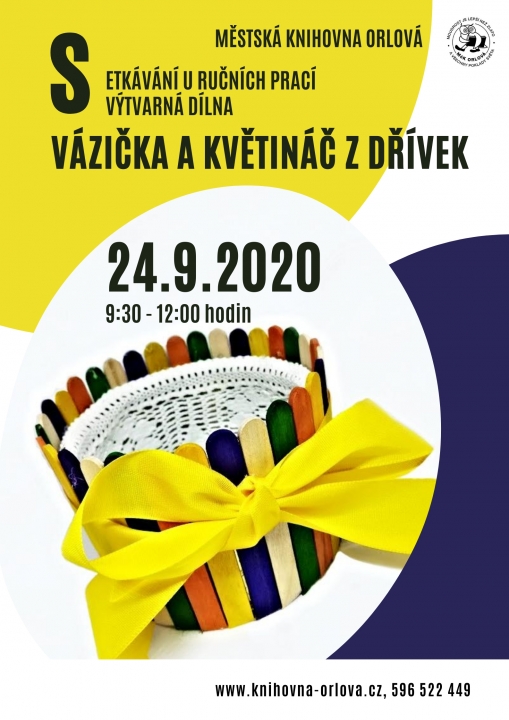 Setkávání u ručních prací: vázička a květináč z dřívek