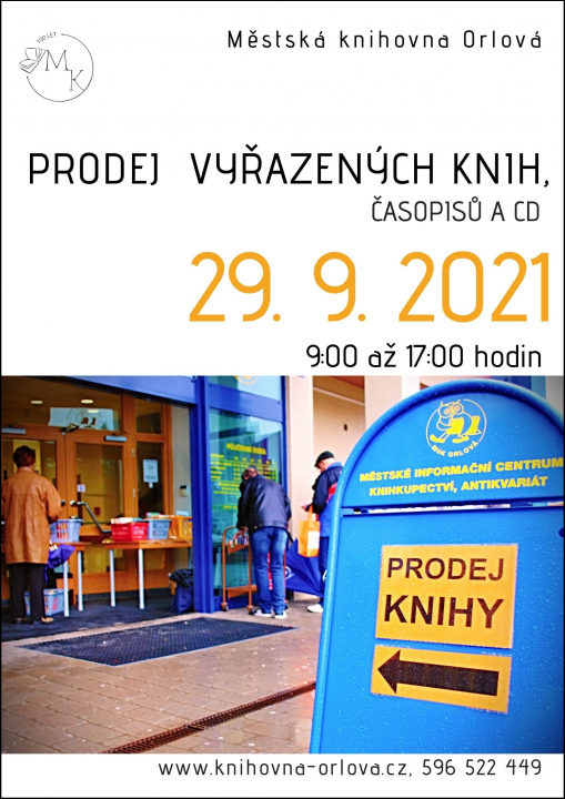 Prodej vyřazených knih, časopisů a hudebních CD