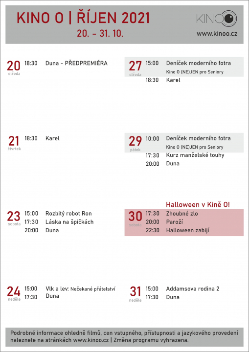 Kino O / říjen 2021