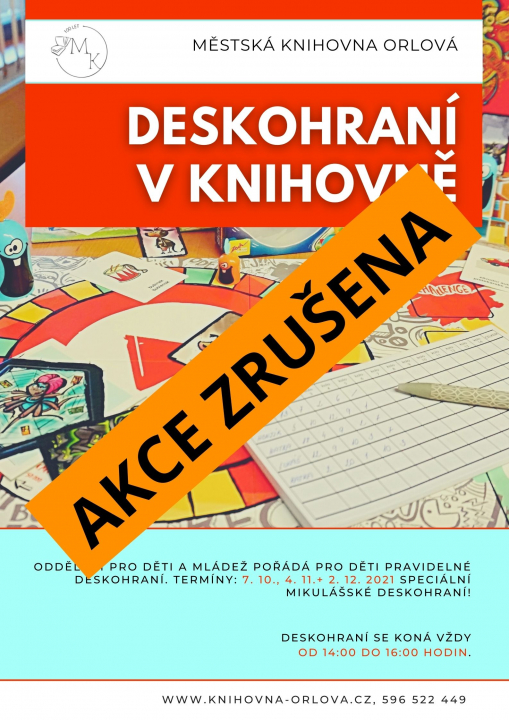 Deskohraní v knihovně - zrušeno