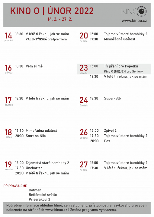 Kino O / únor 2022