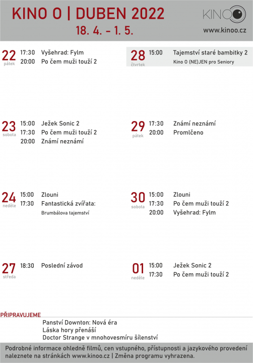 Kino O / duben 2022