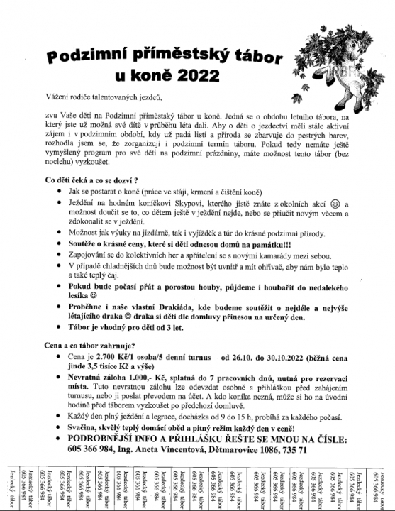 Podzimní příměstský tábor u koně 2022