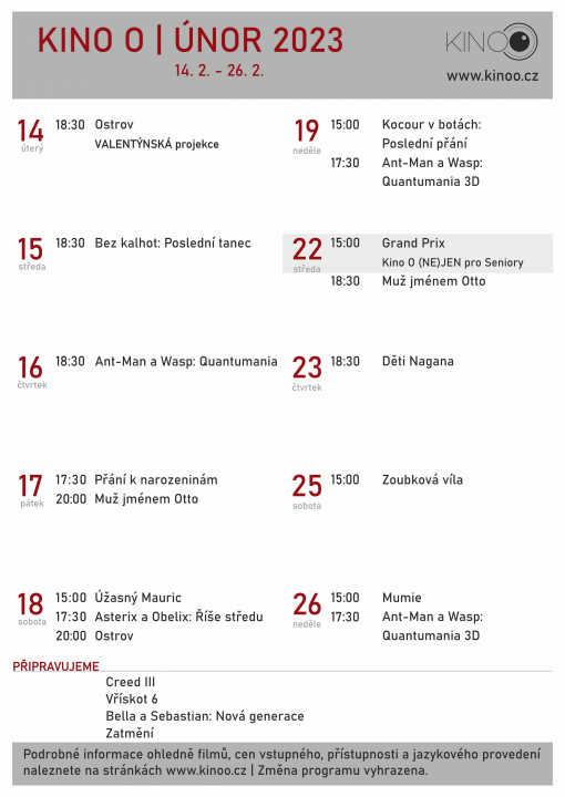 Kino O / únor 2023