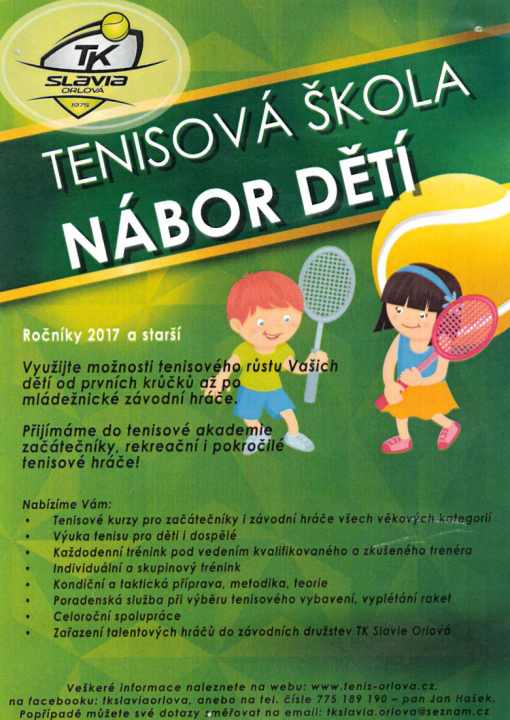 Tenisová škola nábor dětí