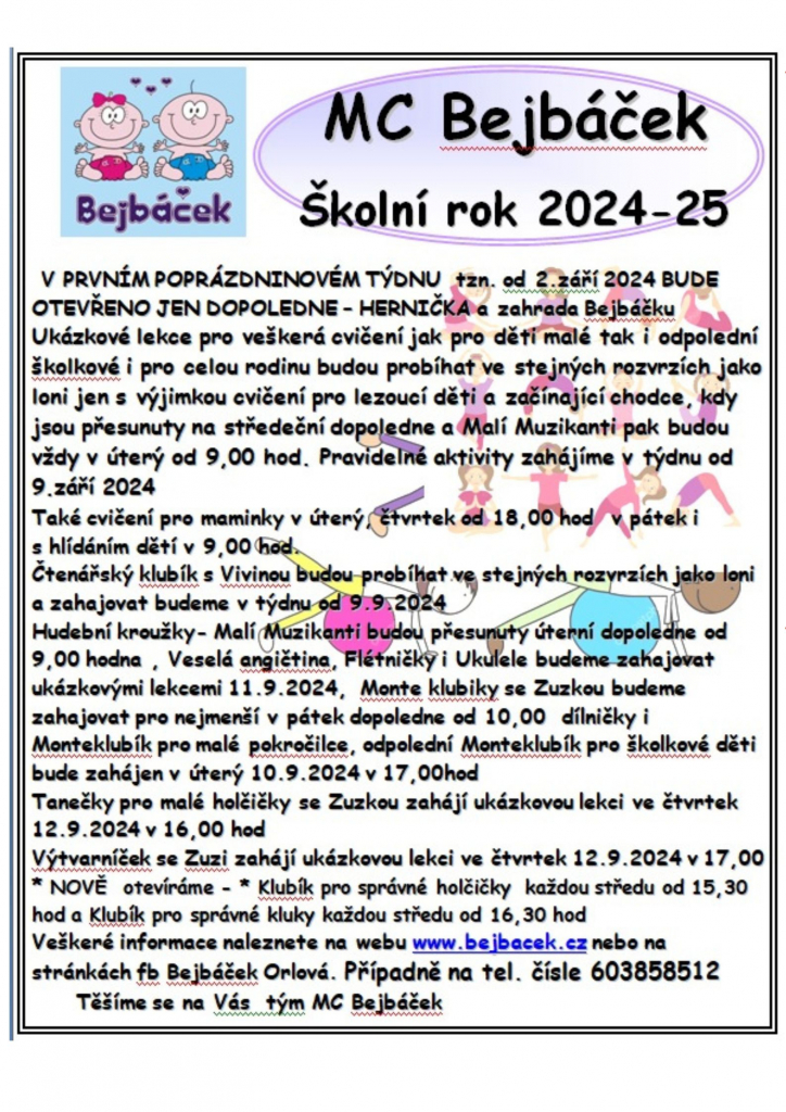 MC Bejbáček - školní rok 2024/25