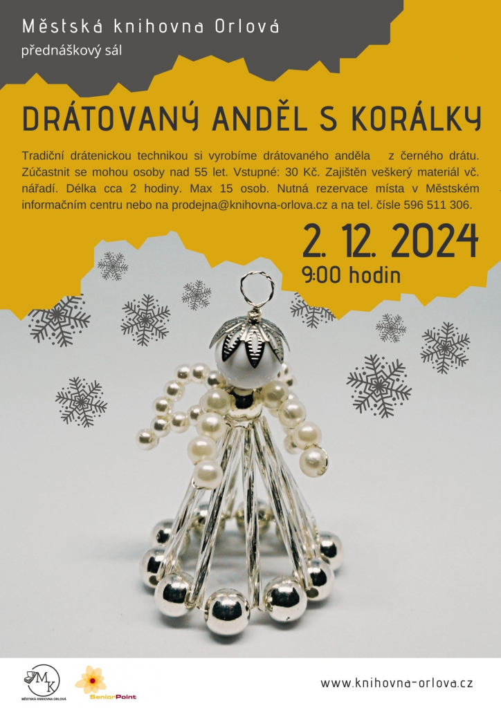 Drátovaný anděl s korálky