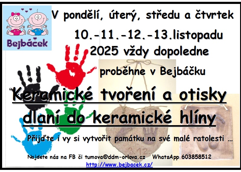 Keramické tvoření a otisky dlaní do keramické hlíny