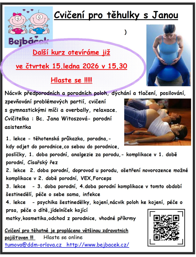 Cvičení pro těhulky s Janou v Bejbáčku