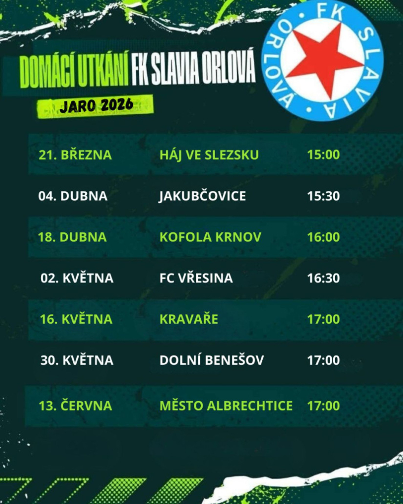 Domácí utkání FK Slavia Orlová