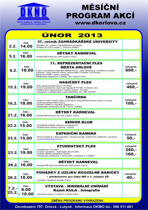 Program Domu kultury města Orlové