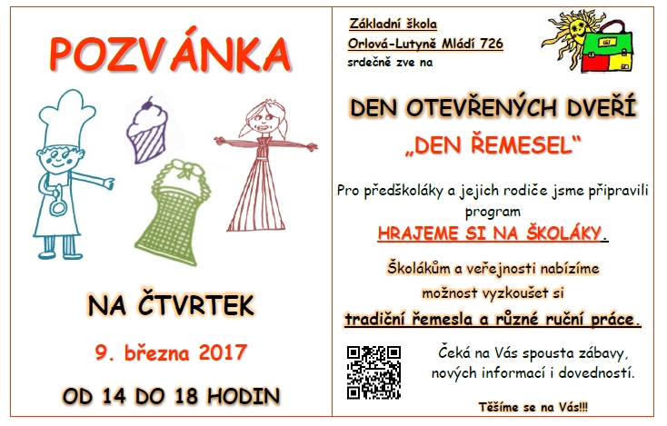 Pozvánka na Den otevřených dveří na ZŠ Mládí