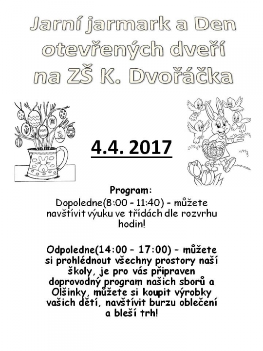 ZŠ K. Dvořáčka 1230 - Jarní jarmark a Den otevřených dveří