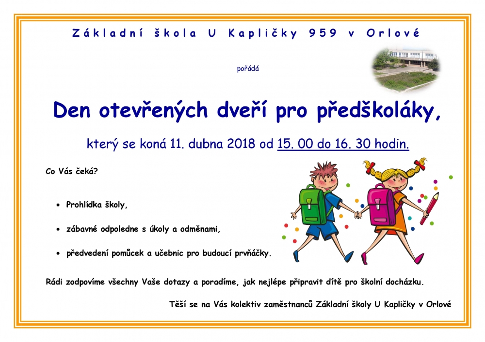 ZŠ U Kapličky zve na DEN OTEVŘENÝCH DVEŘÍ