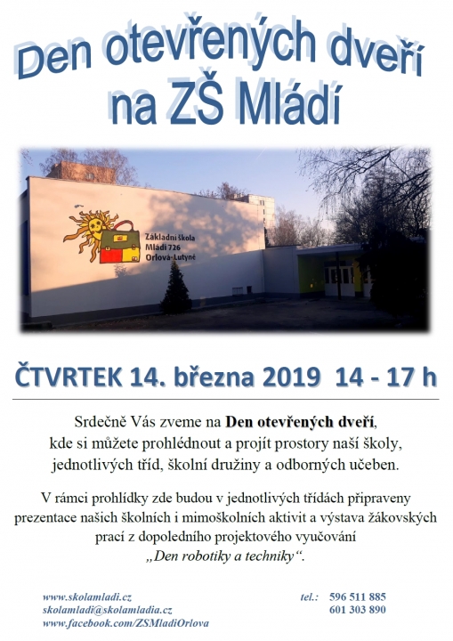 DEN OTEVŘENÝCH DVEŘÍ NA ZŠ MLÁDÍ