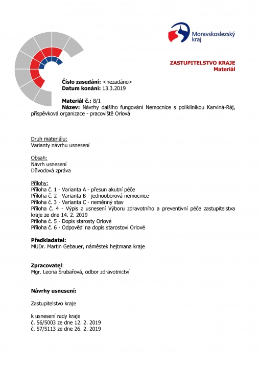 Materiály - Zastupitelstvo kraje (13.3.2019)