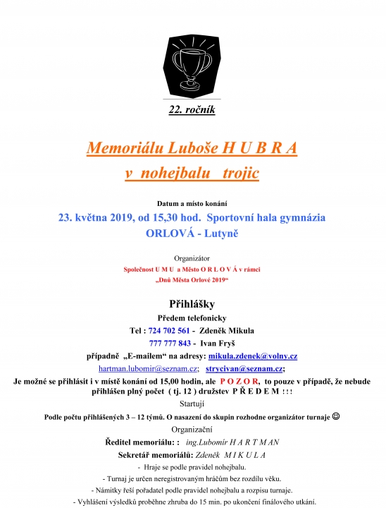 MEMORIÁL  LUBOŠE  HUBRA