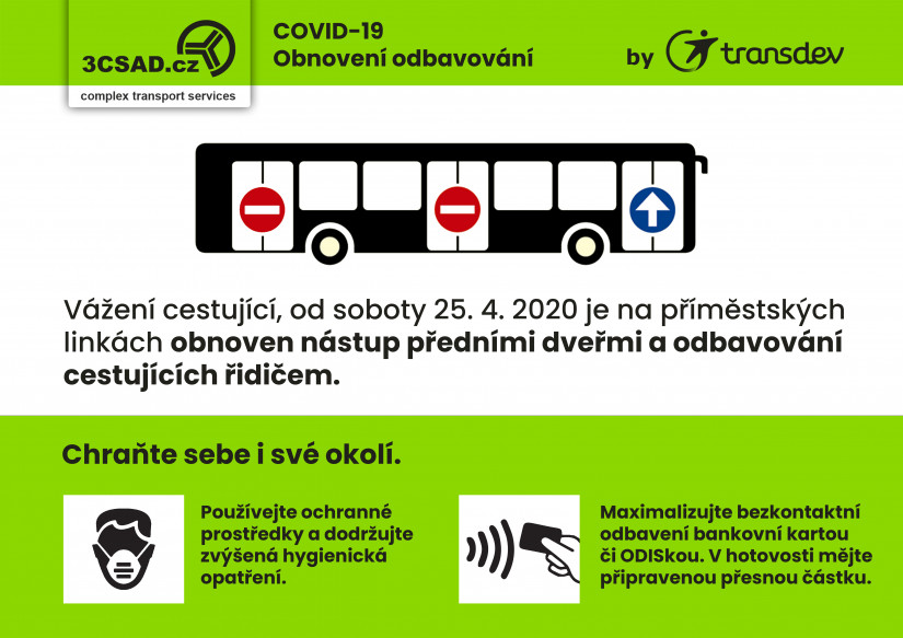 Obnovení odbavování na příměstských linkách od 25. 4. 2020