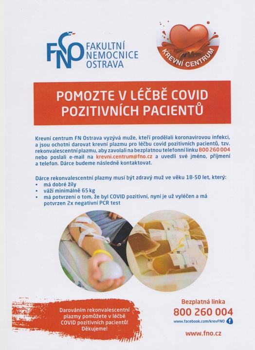 POMOZTE S LÉČBOU PACIENTŮ POZITIVNÍCH NA COVID-19