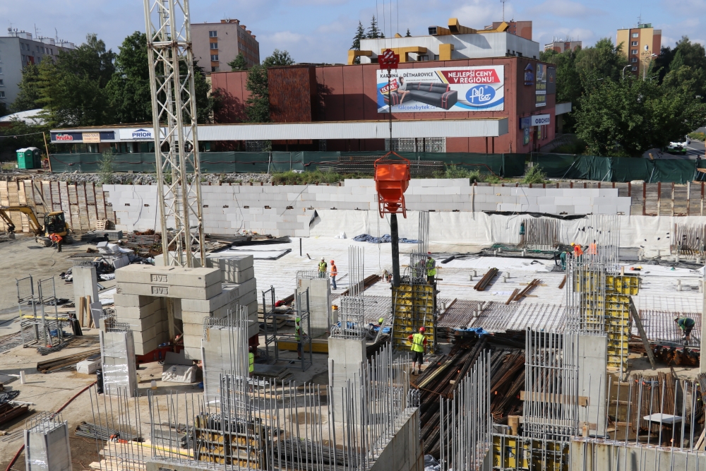 Stavba nového centra města k datu 17.7.2020
