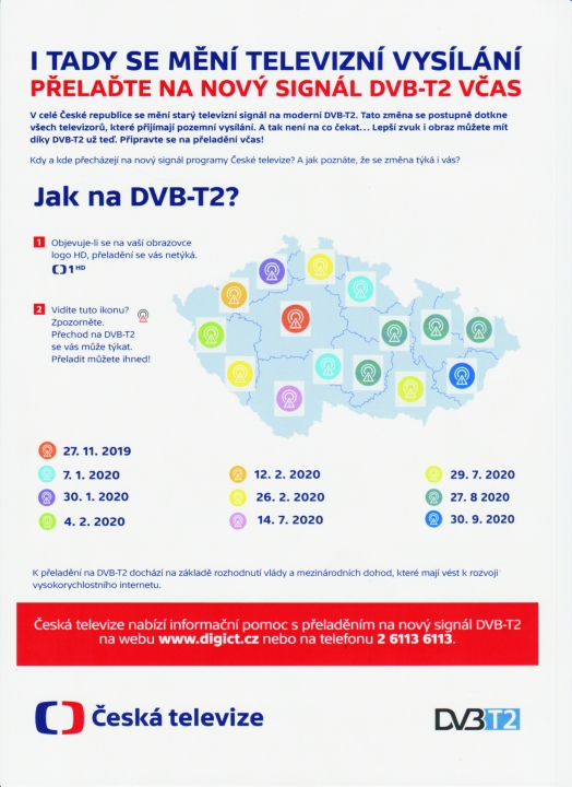 PŘELAĎTE NA NOVÝ SIGNÁL DVB-T2 VČAS
