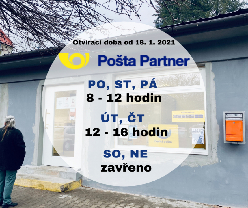 OD 18. 1. SE MĚNÍ OTVÍRACÍ DOBA POŠTY PARTNER