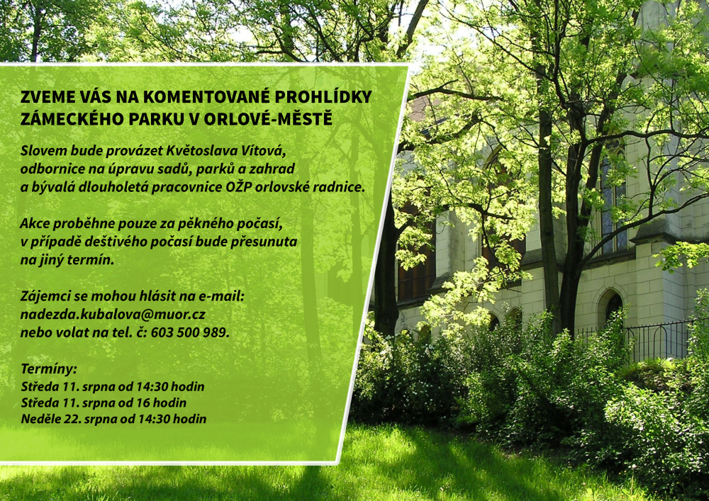 SRPNOVÉ TERMÍNY PROHLÍDEK ZÁMECKÉHO PARKU
