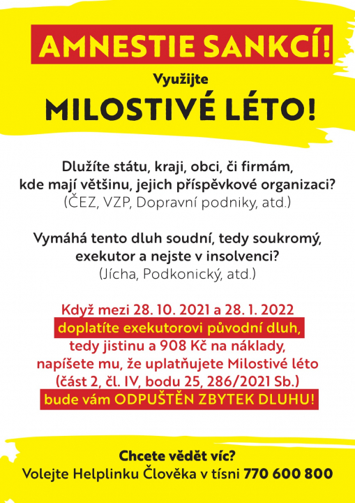 VYUŽIJTE PŘÍLEŽITOST ZBAVIT SE DLUHŮ!