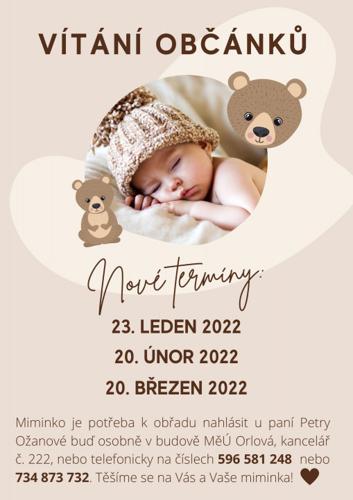 HLASTE SVÁ MIMINKA K ZÁPISU DO PAMĚTNÍ KNIHY