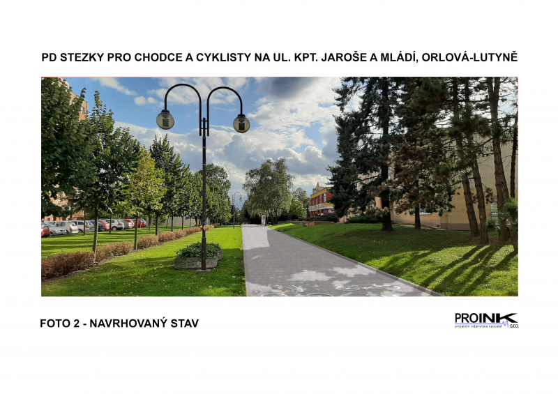 OPRAVUJE SE STEZKA PRO CHODCE A CYKLISTY V UL. MLÁDÍ A KPT. JAROŠE