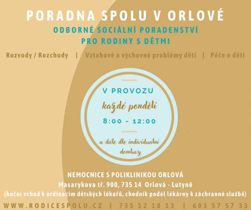 V ORLOVÉ ZAHÁJILA PROVOZ RODINNÁ PORADNA SPOLU