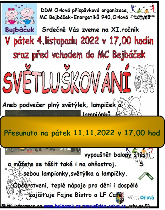 DNEŠNÍ SVĚTLUŠKOVÁNÍ JE ZRUŠENO