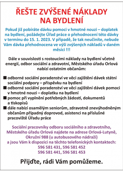 ŘEŠÍTE NÁKLADY NA BYDLENÍ? POMŮŽEME VÁM!