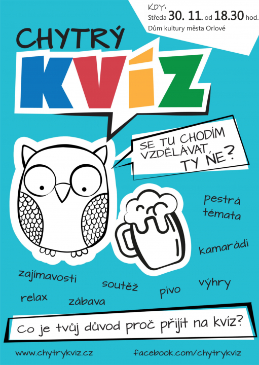 DALŠÍ KOLO CHYTRÉHO KVÍZU SE KONÁ PŘÍŠTÍ STŘEDU