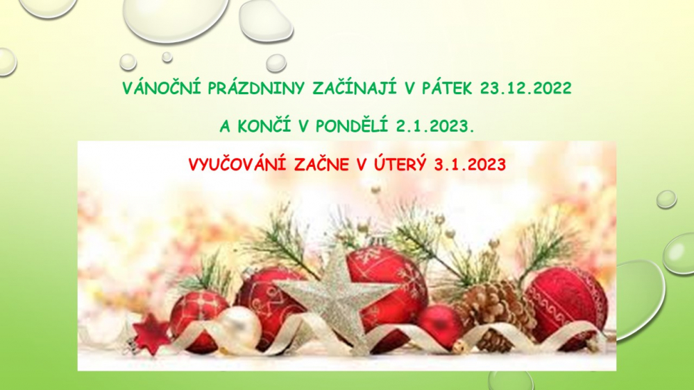 Vánoční prázdniny ve školách