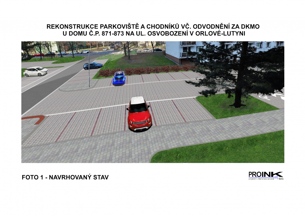 Rekonstrukce parkoviště a chodníku vč. odvodnění za DKMO u čp. 871 – 873 v Orlové-Lutyni